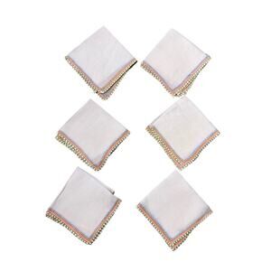 Vintage & Handmade, Crochet Lace Cocktail‎ Napkins Set Of 6 Linen 6x6 Bar Cart